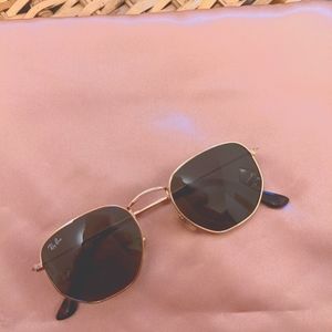 Ray Ban Hexagonal Sunglasses (gold/green)